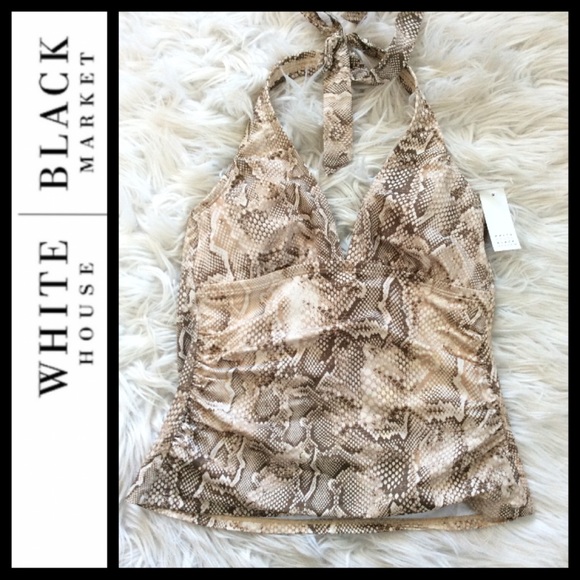 🔥SALE🔥 NWOT WHBM Snake-Print Halter Tankini Top - Picture 4 of 7